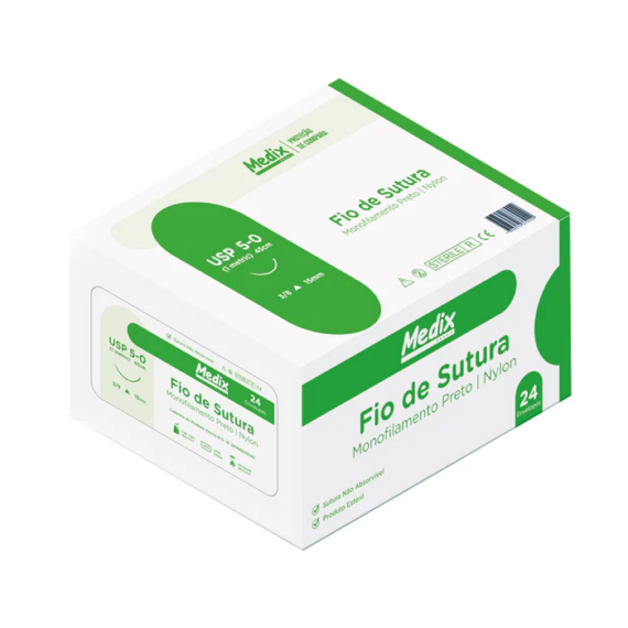 Fio de Sutura Não Absorvível Nylon  - Caixa com 24 un.