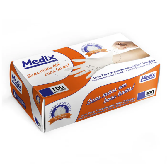 Luva Latex Com Pó Medix Caixa C/ 100 Unidades