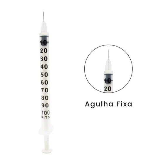 Seringa de Insulina 1ml com Agulha Fixa Caixa c/ 100 un. - Image 2