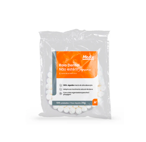 Rolo Dental Não Estéril Pacote c/ 100 unidades